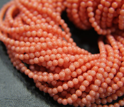 16 Inches - 4mm - Natural Pink Coral Smooth Round Beads Strand