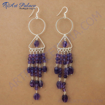 Various Styles AmethystGemstone Silver Earrings, 925 Sterling Silver Jewelry