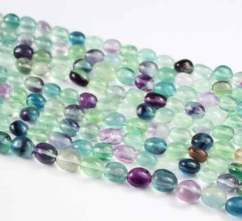 11-12mm - 14 Inches - Natural Multi Fluorite Smooth Polished Tumble Beads Strand