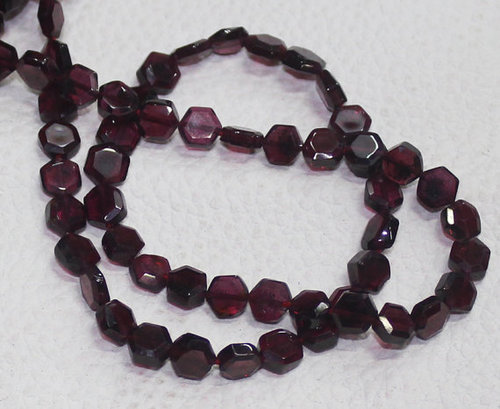 14 Inches - 5MM - Natural Rhodolite Garnet Faceted Hexagon Fancy Shape Briolette Beads