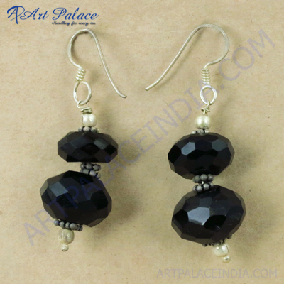 New Arrival Black Onyx Gemstone Silver Earrings, 925 Sterling Silver Jewelry