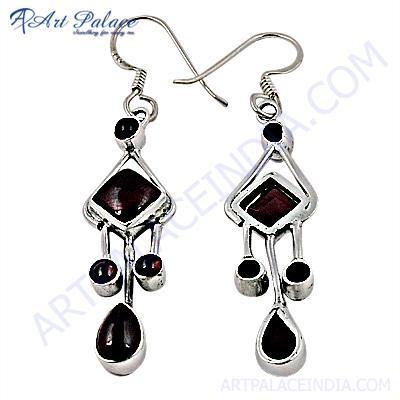 Lastest Luxury Garnet Gemstone Sterling Silver Earrings