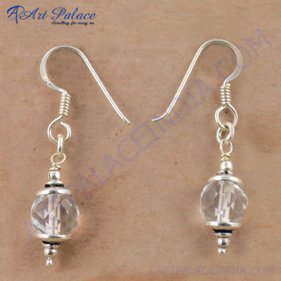 Charming Crystal Gemstone Silver Earrings, 925 Sterling Silver Jewelry