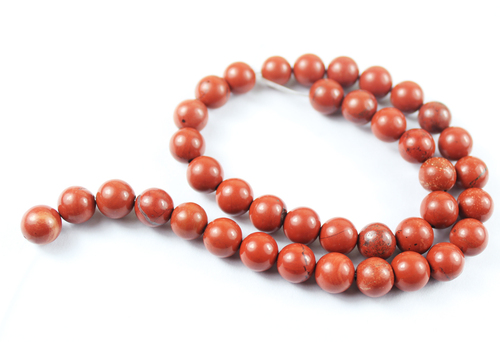 12 Inches - 8mm - Natural Red Jasper Smooth Round Ball Beads Strand