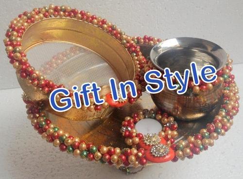 Karwa Chouth Thal - Round Design | Indoor Classical Theme for Traditional Celebrations