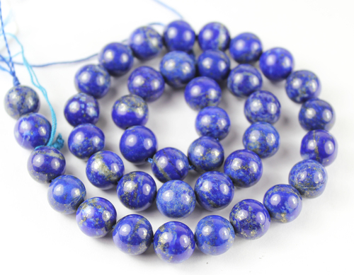 15.5 Inches - 10mm - Natural Lapis Lazuli Smooth Round Beads Strand