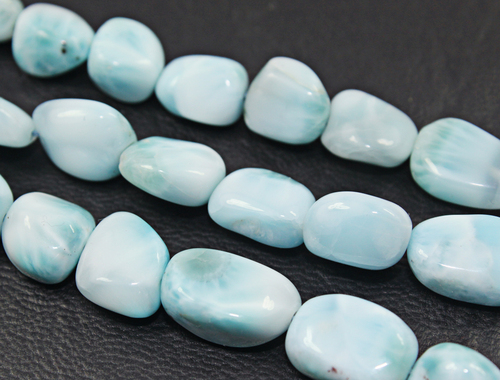 14 Inches Size 11-16mm Natural Larimar Smooth Polished Tumble Beads