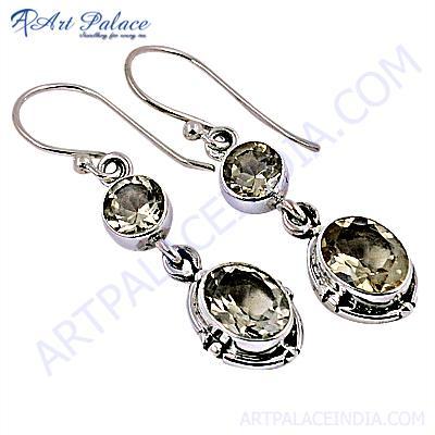 Truly Designer Citrine Gemstone Silver Earrings
