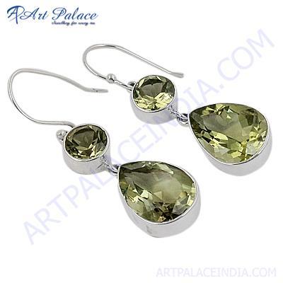 New Extra Shine Gemstone Silver Earrings With Lemon Quartz