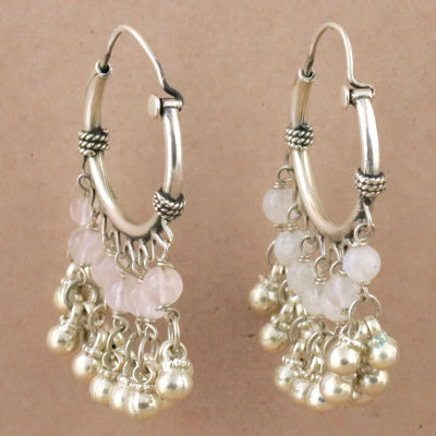 Rainbow Moonstone Gemstone Silver Festive Beaded Earrings