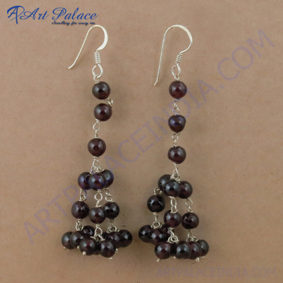 Elegant Fancy Garnet  Gemstone Silver Earrings, 925 Sterling Silver Jewelry