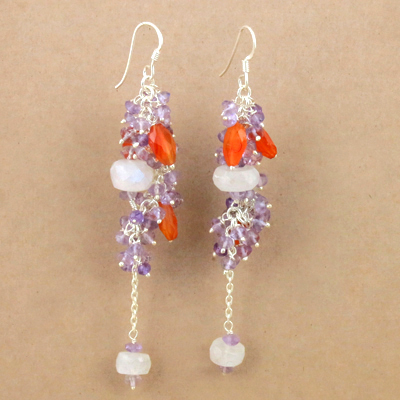 Costume 925 Sterling Silver Jewelry Multi Gemstone Beaded Earrings