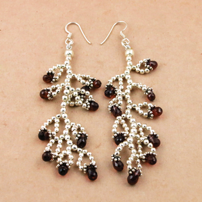 Gracious Fashionable Garnet Gemstone Silver Earrings,925 Sterling Silver Jewelry