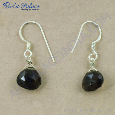 New Arrival Smokey Quartz Gemstone Silver Earrings, 925 Sterling Silver Jewelry