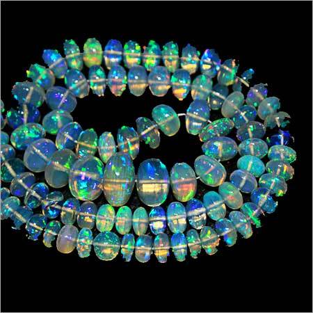 14 Inch - 6-11.5mm - 98 cts - Best Natural Blue Green Fire Welo Ethiopian Opal Smooth Roundel Beads