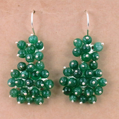 Newest Style Green Onyx Gemstone Silver Earrings, Wholesale Handmade Jewelry By ART PALACE