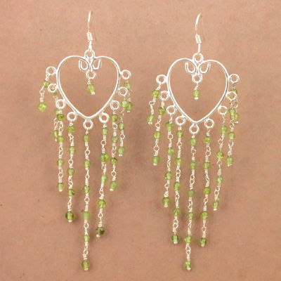 925 Sterling Silver Jewelry, Beaded Gemstone Earrings With Peridot