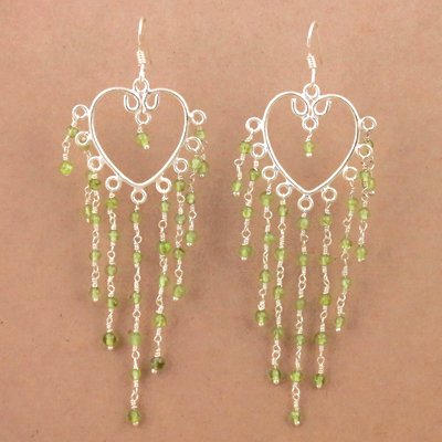 925 Sterling Silver Jewelry, Beaded Gemstone Earrings With Peridot