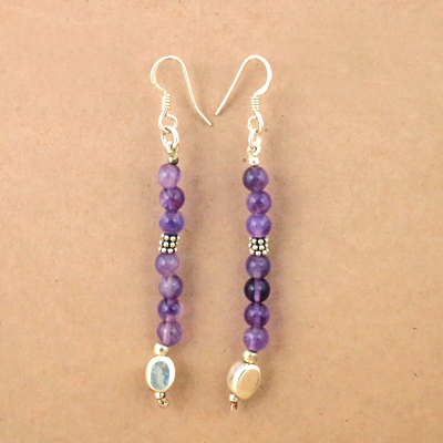 925 Sterling Silver Jewelry, Fashionable Gemstone Amethyst Silver Earrings