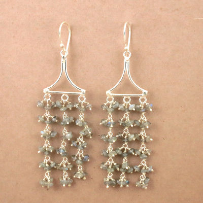 Antique Style Labradorite Gemstone Silver Beaded Earrings, Best Wholesale Prices Jewelry