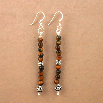 925 Sterling Silver Jewelry, New Arrival Tiger Eye Gemstone Silver Earrings