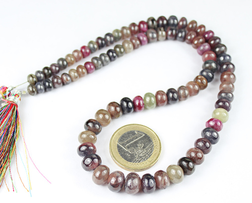 16 Inches - 5.5-9.5mm - Natural Multi Sapphire Smooth Roundel Beads Strand