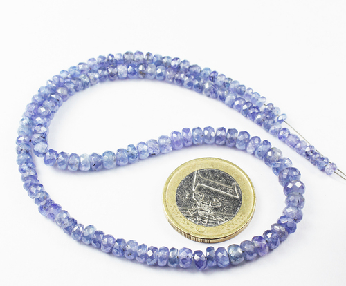 14 Inches - 3-5mm - Natural Blue Tanzanite Facete