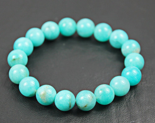10mm - Natural Peru Amazonite Smooth Round Ball Beads Stretchy Bracelet