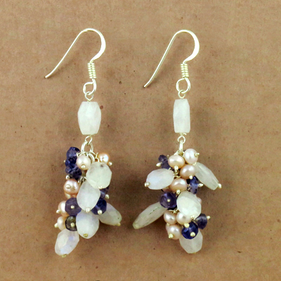 925 Sterling Silver Jewelry, Trendy Multi Gemstone Silver Earrings