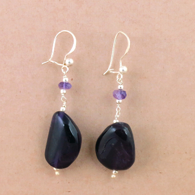 Lastest Luxury Amethyst Gemstone Silver Earrings, 925 Sterling Silver Jewelry, Best Wholesale Prices