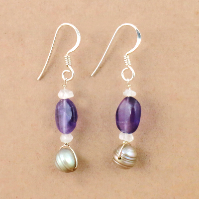 Fashion Accessories Multi Gemstone Silver Earrings, 925 Sterling Silver Jewelry