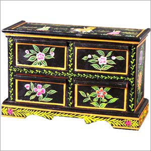 Hand Painted Wooden Chest with 2 Drawers