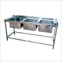 Three Sink Unit - Stainless Steel, 72x24x34 Ft | Ideal For Hotel And Restaurant Use
