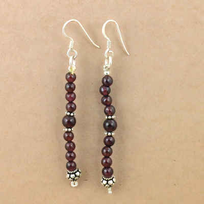 Latest Gernet Gemstone Silver Beaded Earrings