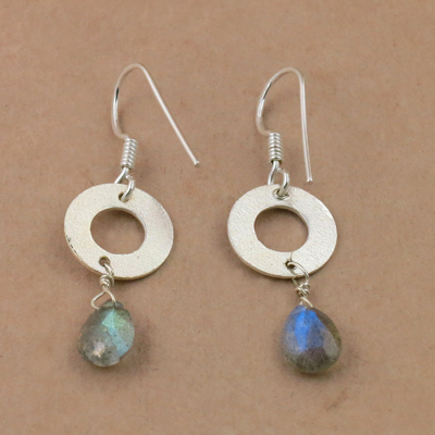 Simplicity & Attractive Labradorite Gemstone Beaded Silver Earrings