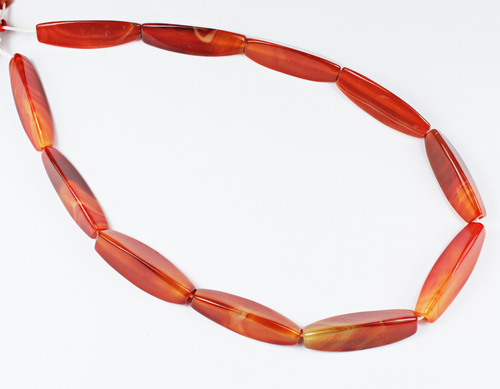 15 Inches - 38-39mm - Natural Red Carnelian Trillion Marquise Beads Strand