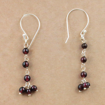 Trendy Garnet Gemstone Silver Earrings, 925 Sterling Silver Jewelry