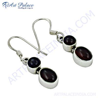 Fabulous Garnet Gemstone Sterling Silver Earrings