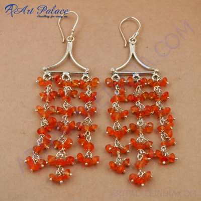 Carnelian Gemstone 925 Sterling Silver Earrings, Rady To Wear Jewelry