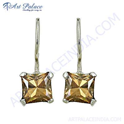 Charming Gemstone Silver Earrings With Citrine