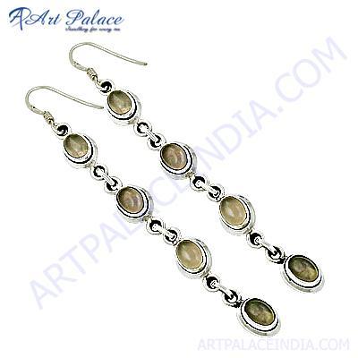 Wholesale Handmade Rose Quartz Gemstone Silver Earrings