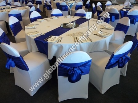 White And Blue Lycra Chair Covers