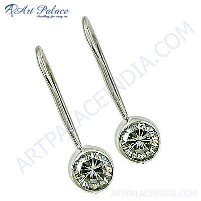 Celeb Style Cubic Zirconia Gemstone Sterling Silver Earrings