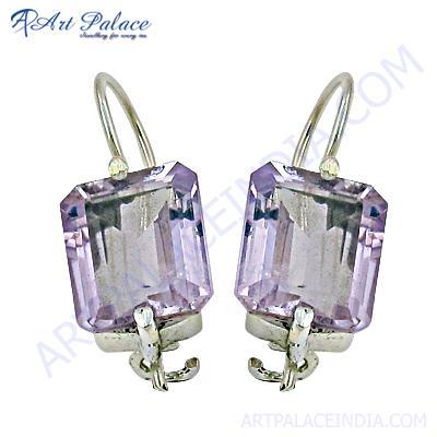 Extra Shiney Amethyst Gemstone Silver Earrings