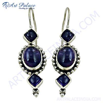 Fastival Wear Amethyst Gemstone Silver Designer Earrings