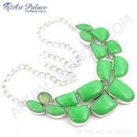 Delicate Chrysoprase Gemstone German Silver Necklace