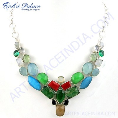Famous Style Multi Stone German Silver Necklace
