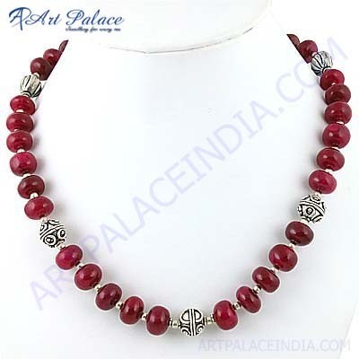 Unique Style Dyed Ruby Gemstone German Silver Necklace By ART PALACE