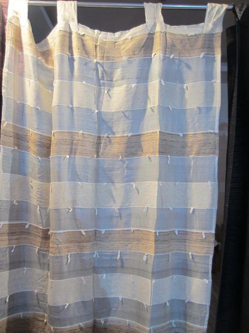Cream And White Silk Transparent Designer Curtain