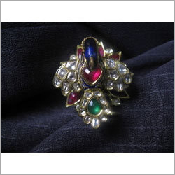 Peacock Jadau Gold Ring